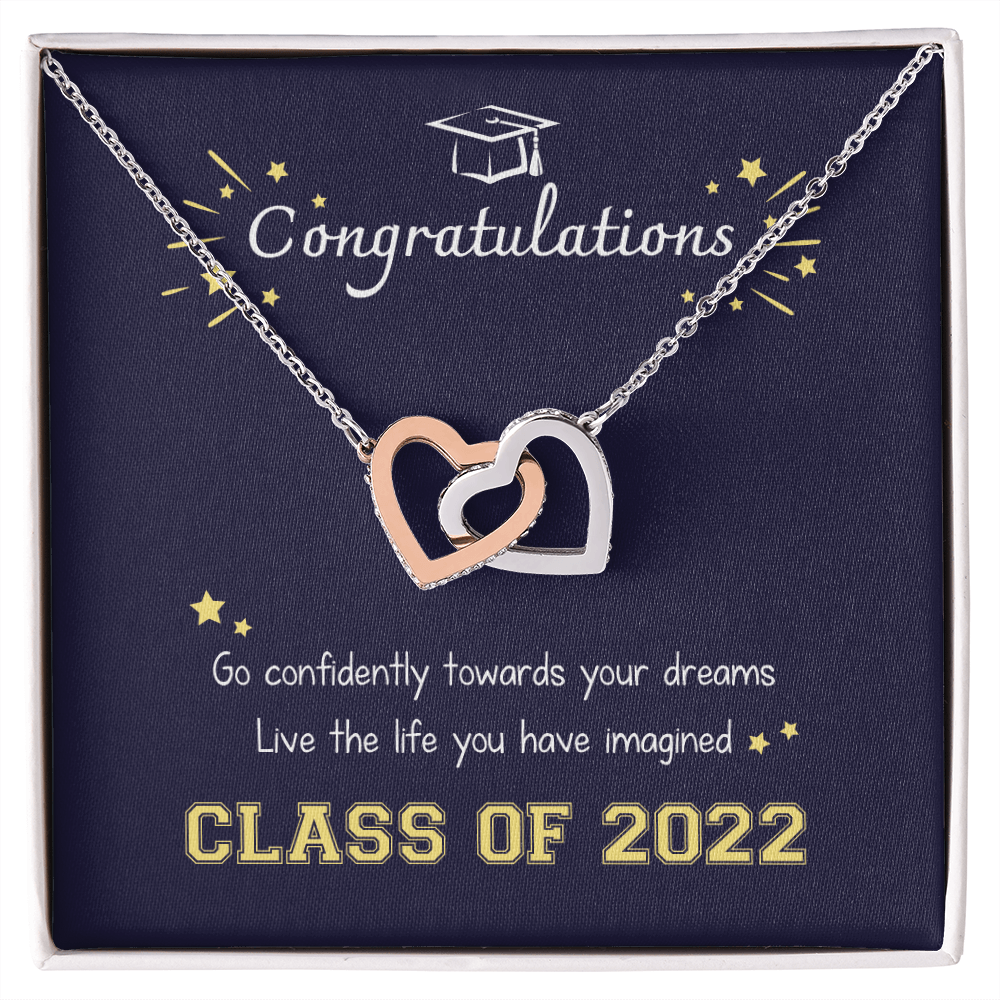 A Special Gift For Your Daughter Granddaughter on Graduation Day  - Interlocking Heart Necklace - Free Shipping