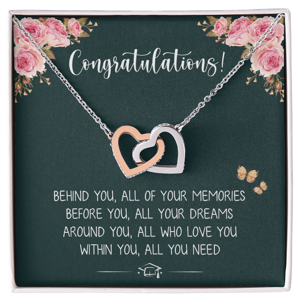 A Special Gift For Your Daughter Granddaughter on Graduation Day  - Interlocking Heart Necklace - Free Shipping