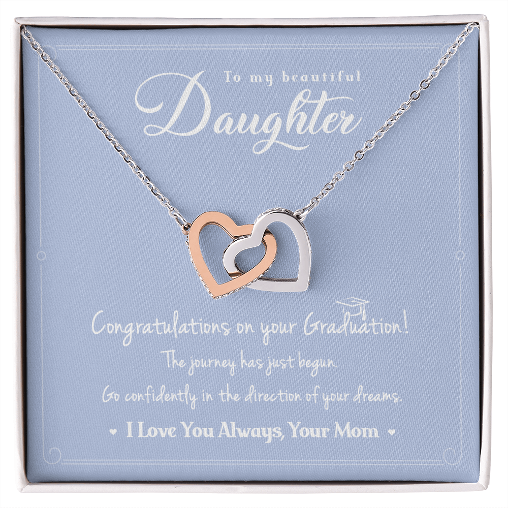 A Special Gift For Your Daughter on Graduation Day - Interlocking Heart Necklace - Free Shipping