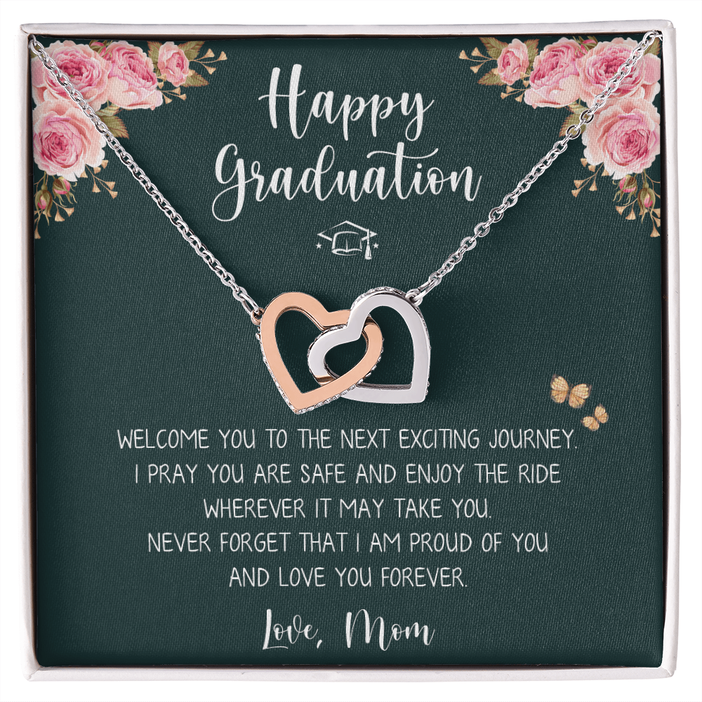 A Special Gift For Your Daughter on Graduation Day  -  Interlocking Heart Necklace - Free Shipping