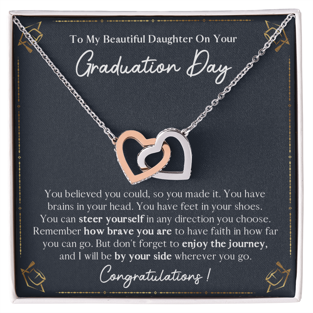 A Special Gift For Your Daughter on Graduation Day  - Interlocking Heart Necklace - Free Shipping
