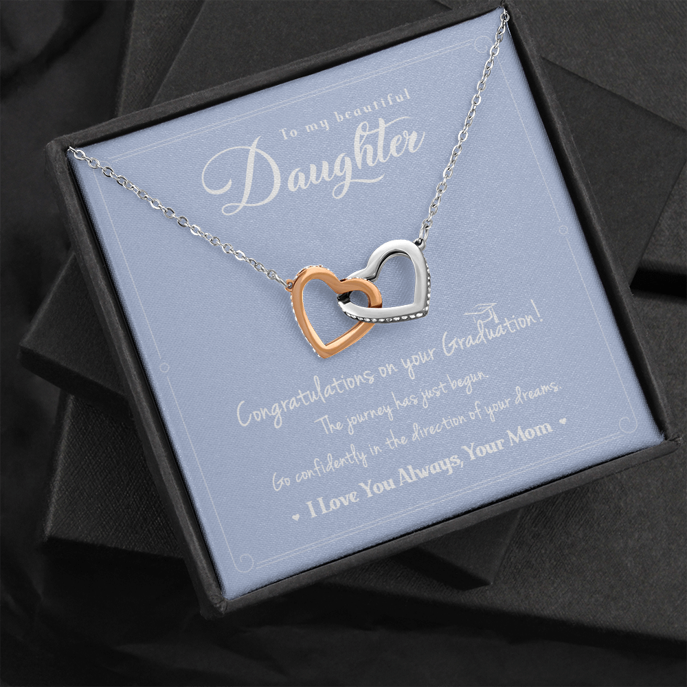 A Special Gift For Your Daughter on Graduation Day - Interlocking Heart Necklace - Free Shipping