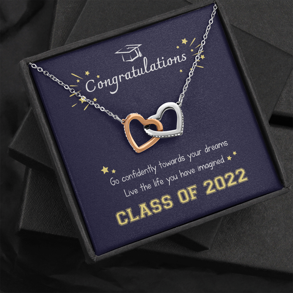 A Special Gift For Your Daughter Granddaughter on Graduation Day  - Interlocking Heart Necklace - Free Shipping
