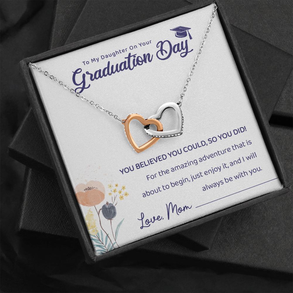 A Special Gift For Your Daughter on Graduation Day  - Interlocking Heart Necklace - Free Shipping