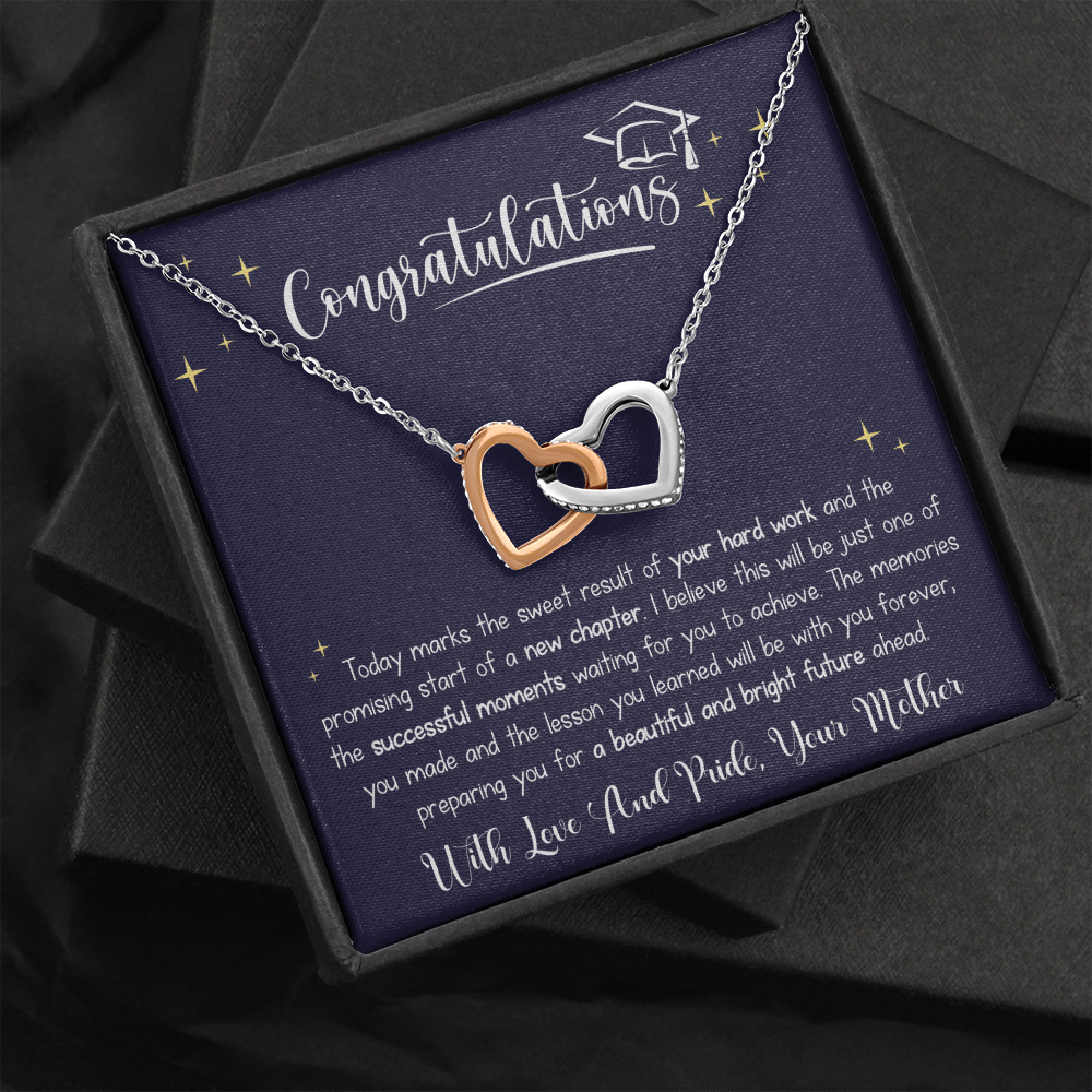 A Special Gift For Your Daughter on Graduation Day  - Interlocking Heart Necklace - Free Shipping