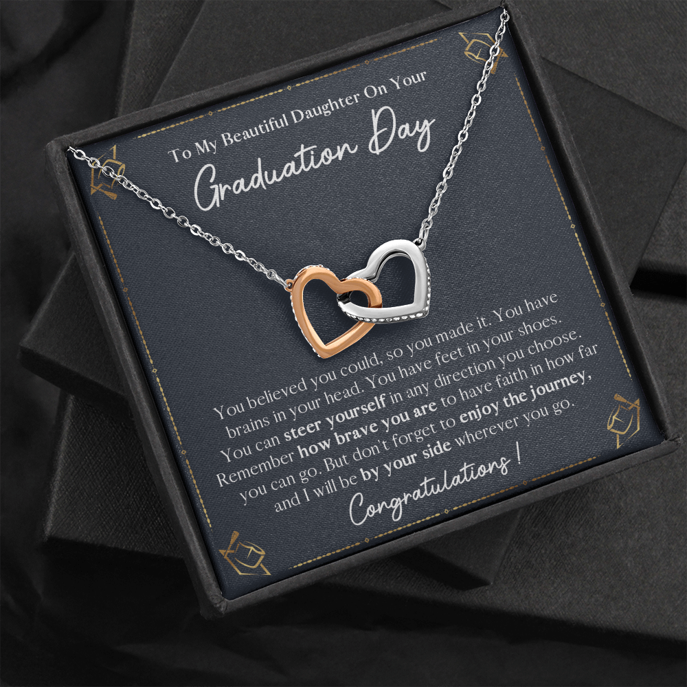 A Special Gift For Your Daughter on Graduation Day  - Interlocking Heart Necklace - Free Shipping