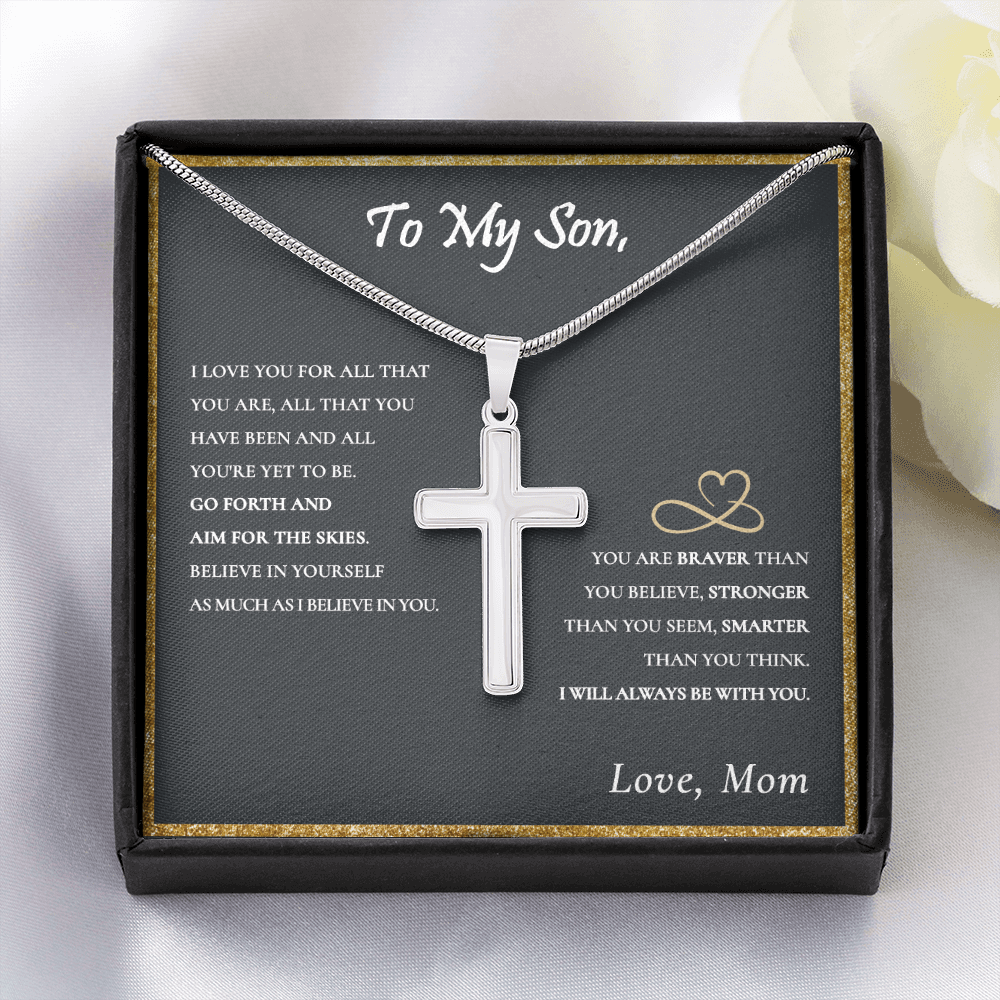 To My Son Gift From Mom - Stainless Cross Necklace