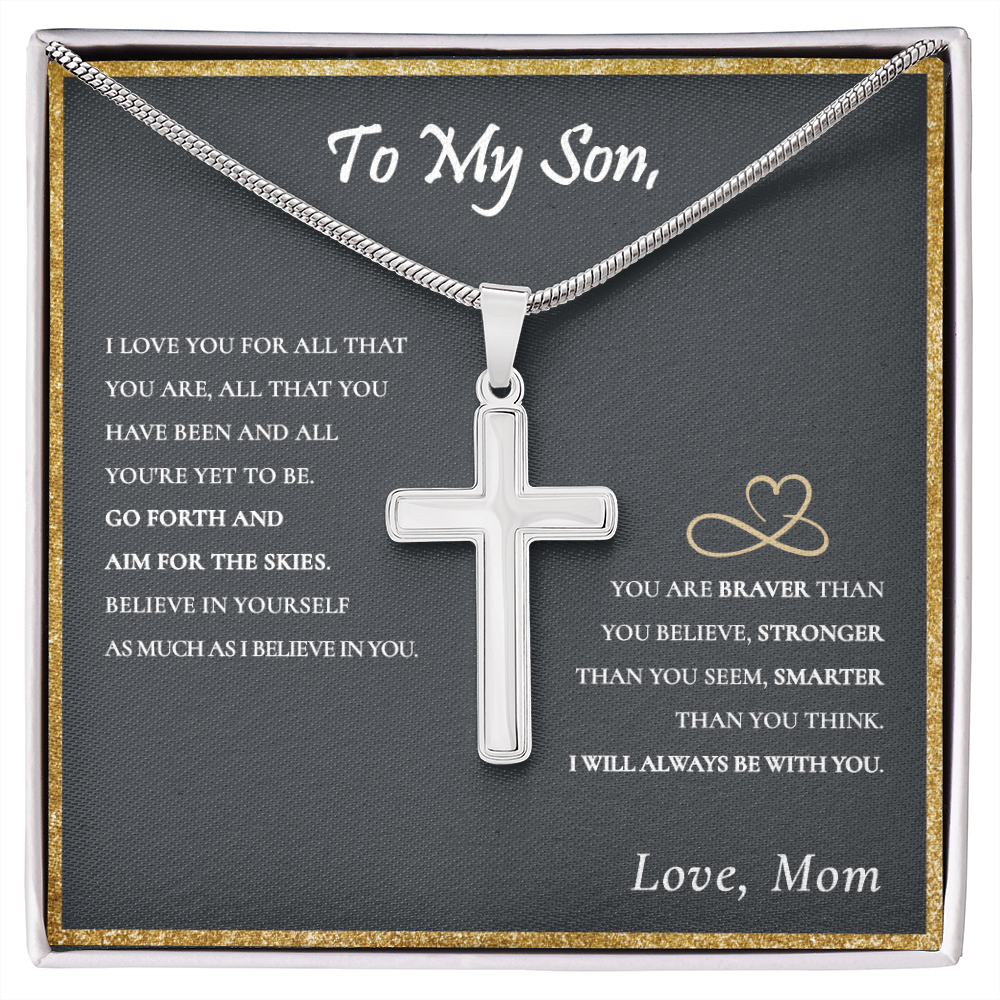 To My Son Gift From Mom - Stainless Cross Necklace