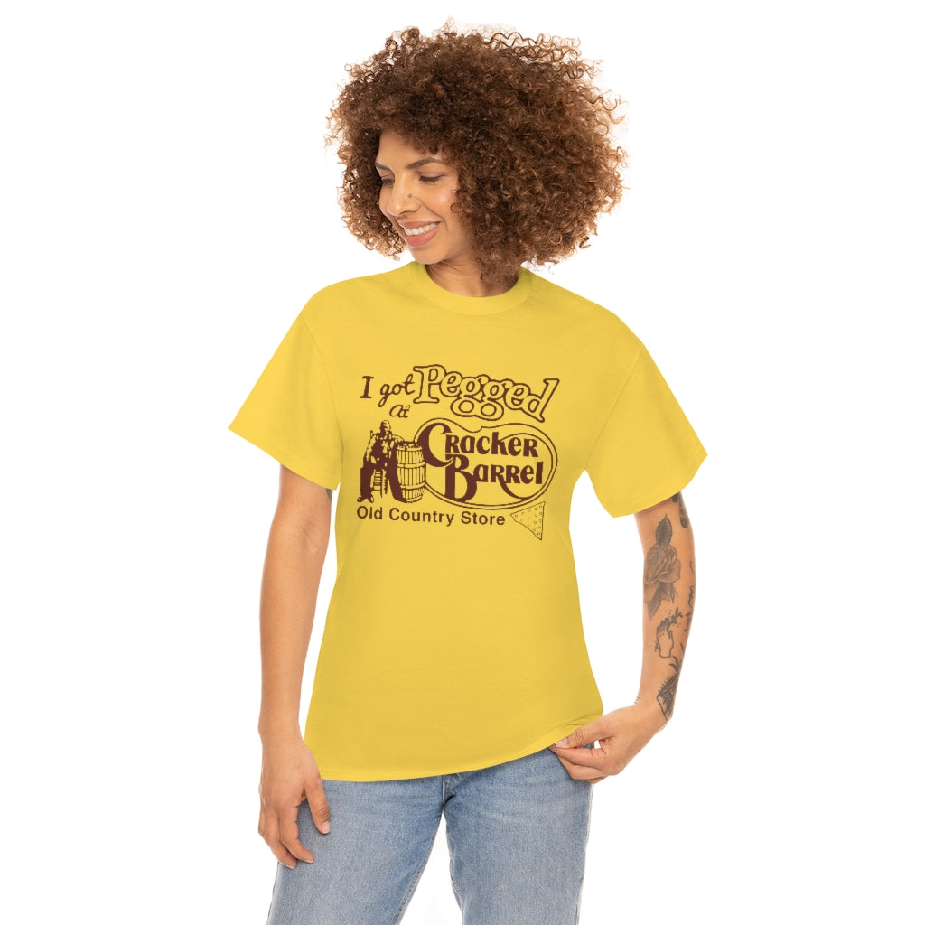 I got pegged at cracker barrel shirt - Unisex Heavy Cotton Tee - B0BBV3RKS1