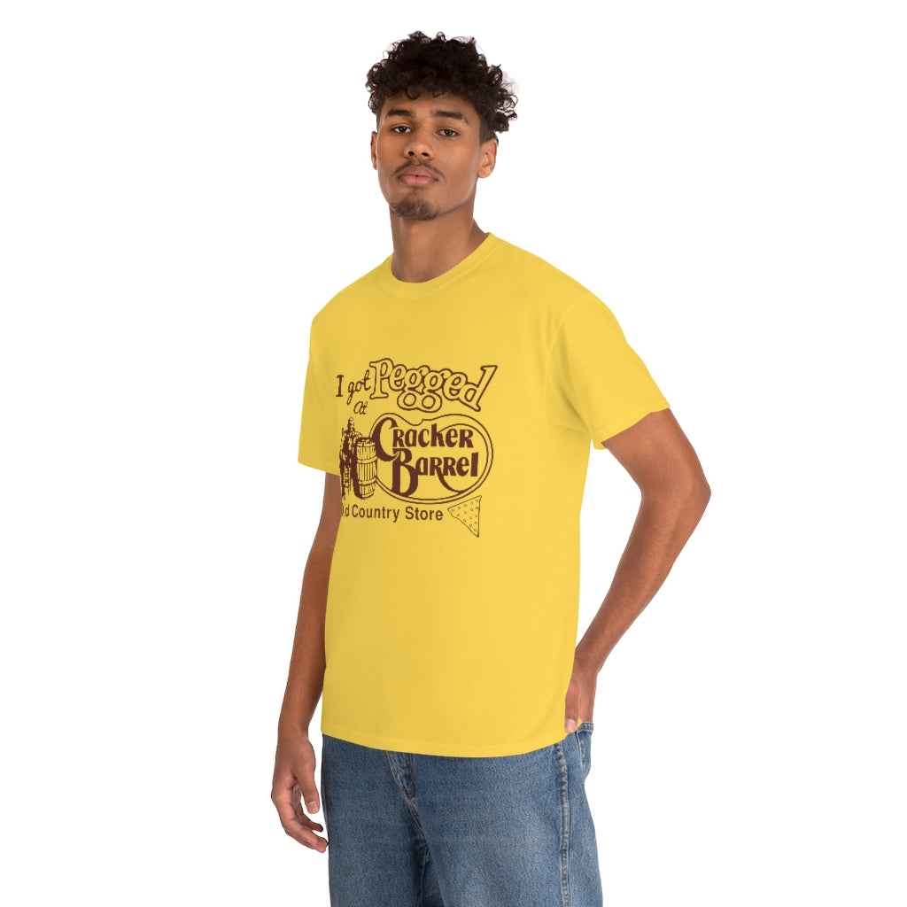 I got pegged at cracker barrel - Unisex Heavy Cotton Tee - B0BBV3RKS1