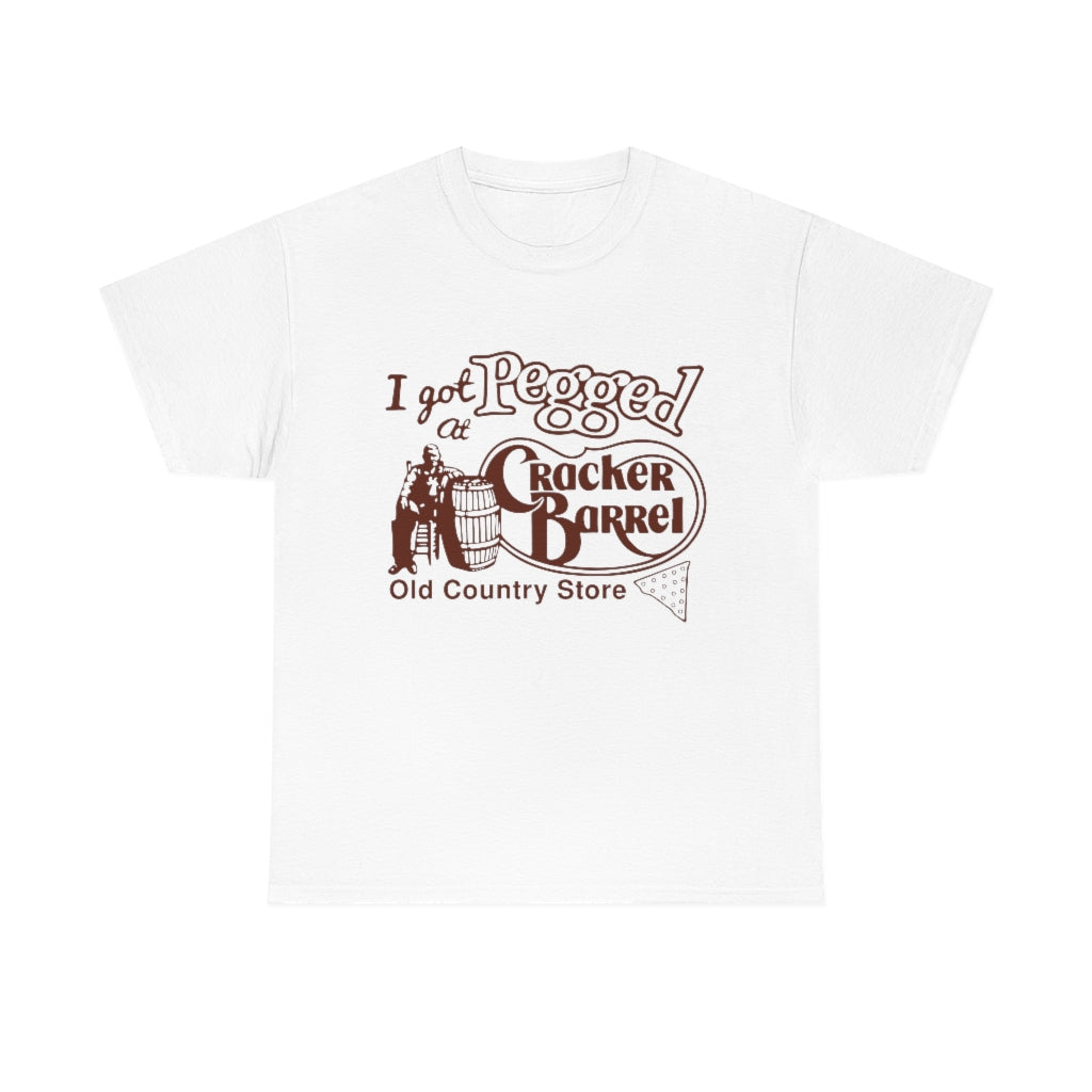 I got pegged at cracker barrel - Unisex Heavy Cotton Tee - B0BBV3RKS1