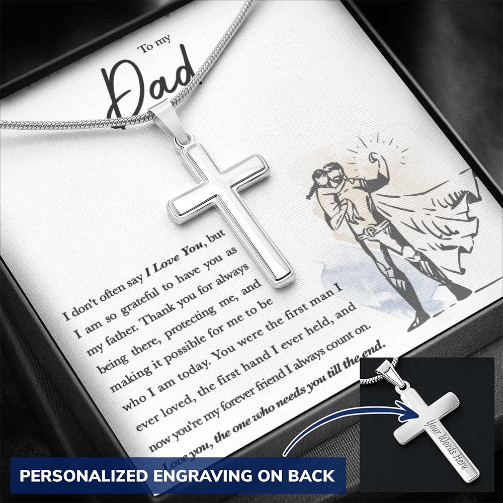 A Special Gift For Your Dad - Personalized Cross Necklace - Free Shipping